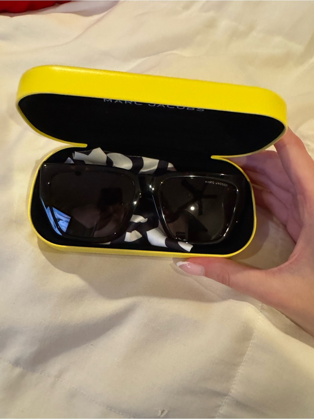 Marc Jacobs Black Women's Oversized Square Sunglasses with Yellow Case